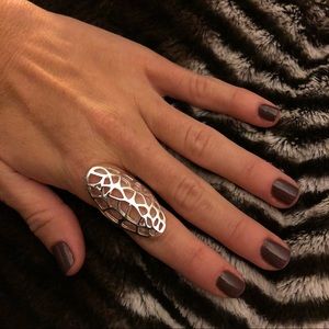925 Sterling Silver Oval Saddle Ring